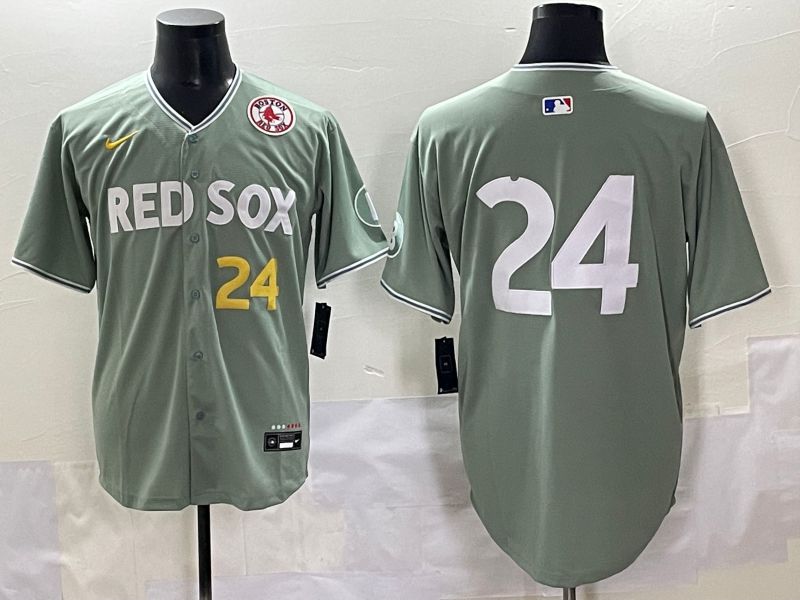 Men 2025 Boston Red Sox 24 No Name Light Green Joint Name Nike MLB Jersey style 6